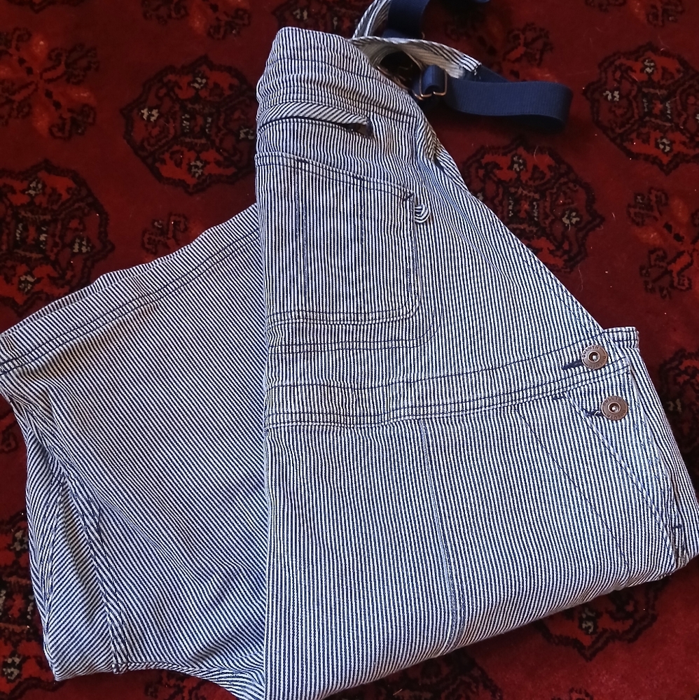 Duluth Railroad Striped Short Overalls